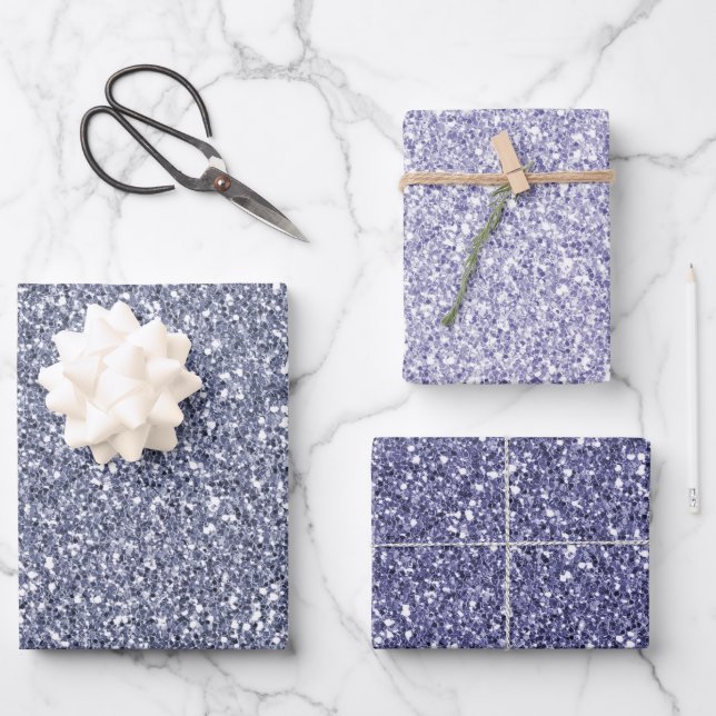 Purple Lilac Glitter       Wrapping Paper Sheets (Front)