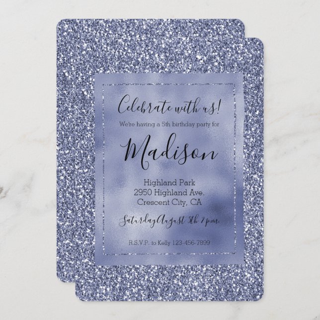 Purple Lilac Glitz Glam Glitter Sparkle Invitation (Front/Back)