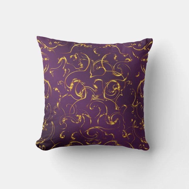 purple, lilac, gold, golden, vibes, abstract, throw pillow (Front)