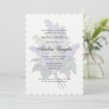 Purple Lilac Grandmillennial Bridal Shower Invitation by 2BirdStone at Zazzle