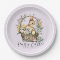 Purple Lilac Happy Easter Bunny