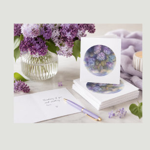 Purple Lilac Hydrangea Florals Blank Note Card