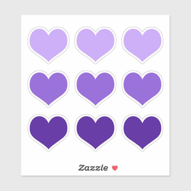 Purple Lilac Indigo Love Hearts Goth Set of 9 Sticker (Sheet)