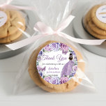 Purple Lilac Lavender Floral Quinceañera Princess Classic Round Sticker<br><div class="desc">Personalize these elegant sticker labels with your own wording easily and quickly, simply press the customize it button to further re-arrange and format the style and placement of the text.  Perfect for Quinceanera, Sweet 16, 18th Birthday, Debutante Ball, Cincoanera, birthday party, wedding, bridal shower, baby shower and many more occasions!...</div>