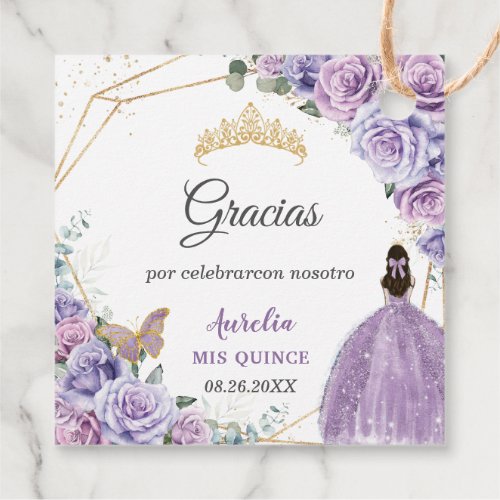 Purple Lilac Lavender Floral Quinceaera Princess  Favor Tags