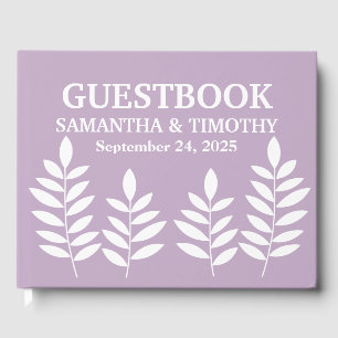 Purple Lilac Lavender Modern Floral Wedding Guest Book