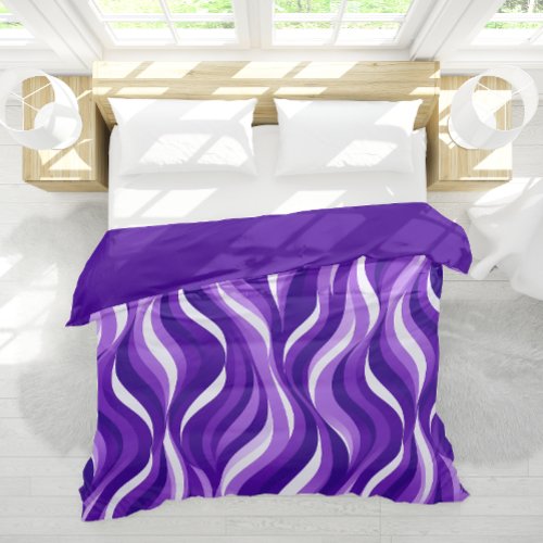 Purple Lilac Lavender White Waves Swirl Pattern Duvet Cover