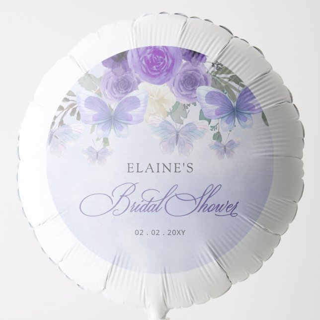 Purple Lilac Lifetime of Butterflies Bridal Shower Balloon (Front)