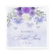 Purple Lilac Lifetime of Butterflies Bridal Shower Napkins