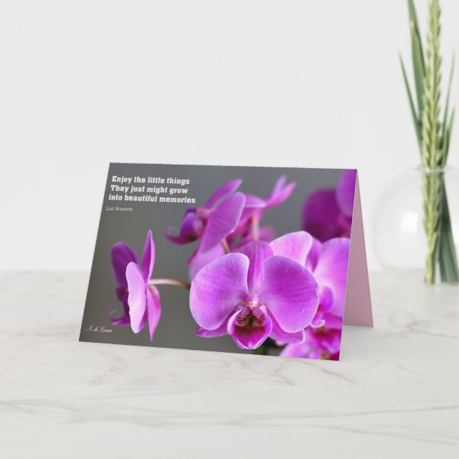 Purple lilac mauve orchid, inspirational quote card (Front)