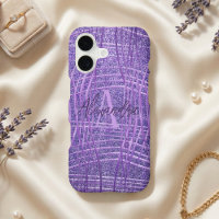 Purple Lilac Metallic Glitter Abstract Monogram