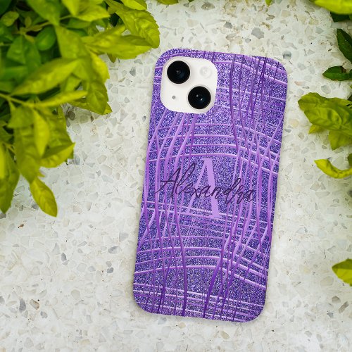 Purple Lilac Metallic Glitter Modern Glam Luxury Case_Mate iPhone 14 Case