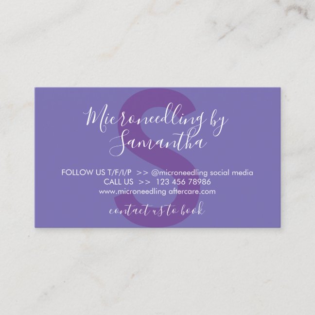 Purple Lilac Microneedling Aftercare Instructions Business Card