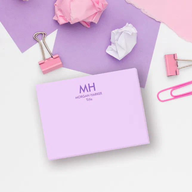 Purple Lilac Minimal Clean Initials Post-it Notes | Zazzle