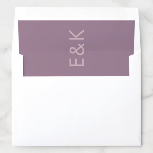 Purple Lilac Modern Monogram Bold Wedding Envelope Liner