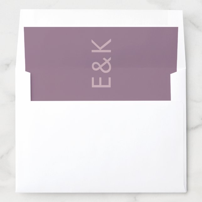 Purple Lilac Modern Monogram Bold Wedding Envelope Liner (In Envelope)