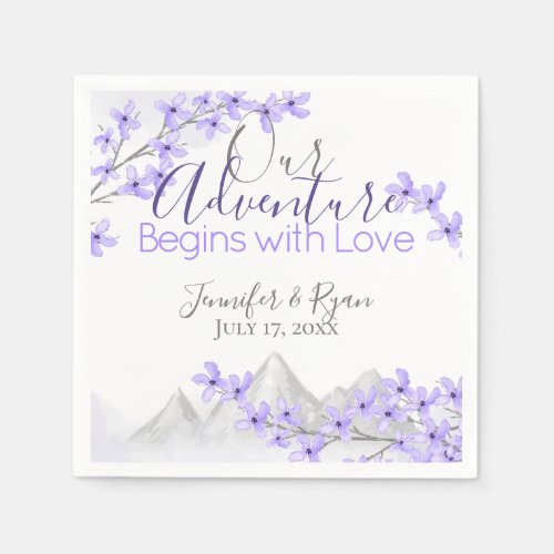 Purple Lilac Mountain View Wedding Napkins