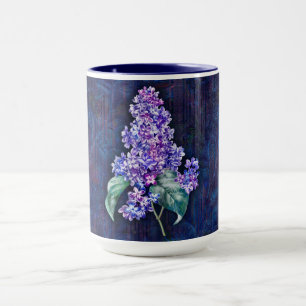 Purple Lilac on Navy  Decorative Background Mug