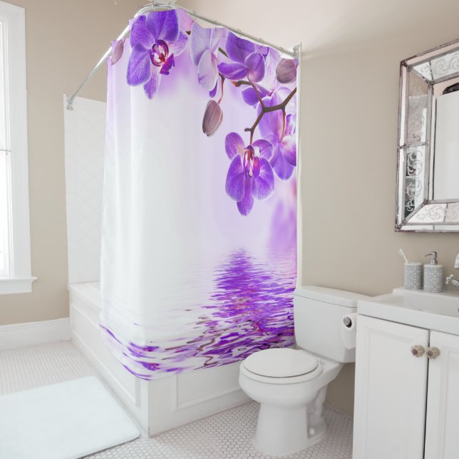 Purple lilac Orchid Shower Curtain (In Situ)