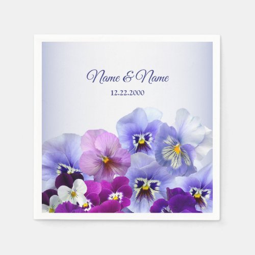Purple Lilac Pansy Floral Rustic Wedding Party Napkins