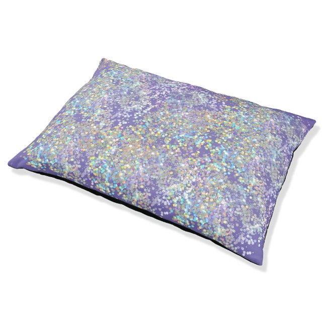 PURPLE LILAC PASTEL HOLOGRAPHIC PET BED PILLOW (Angled)
