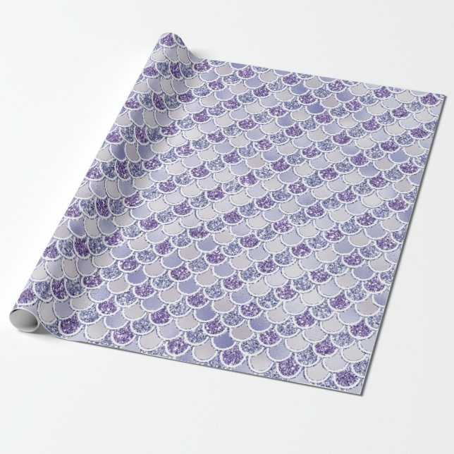 Purple Lilac Pearl Glitter Mermaid    Wrapping Paper (Unrolled)