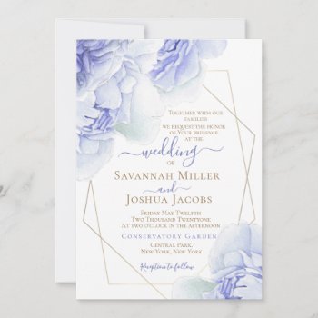 Purple Lilac Peony Wedding Watercolor Floral Invitation by 17Minutes at Zazzle