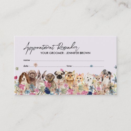 Purple Lilac Pet Appointment Dog Trainer Business Card