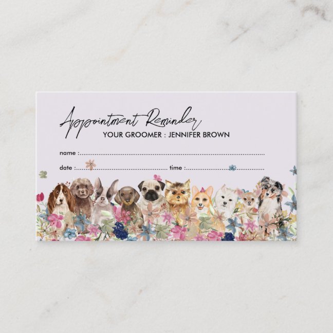 Purple Lilac Pet Appointment Dog Trainer Business Card