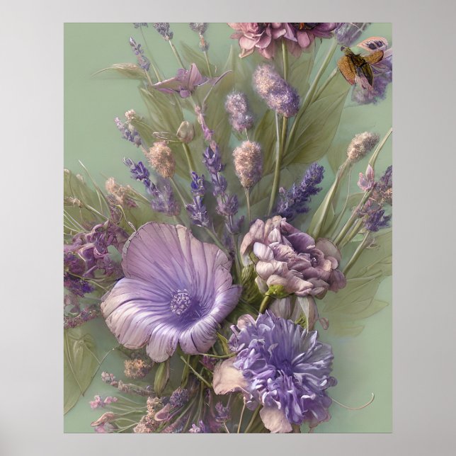Purple lilac pink bunch of flowers beautiful  poster (Front)