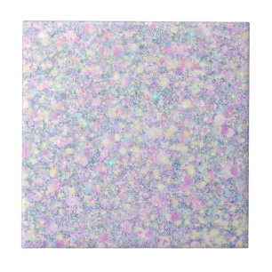 Purple Lilac Pink Opalescent Faux Glitter Solid Ceramic Tile