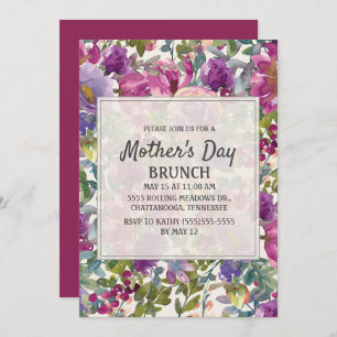 Purple Lilac Pink Watercolor Floral Mother's Day Invitation