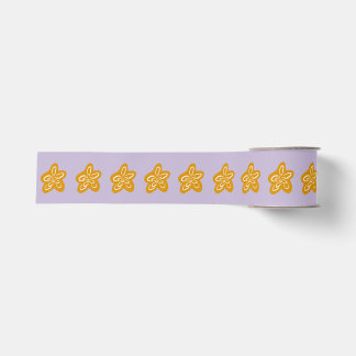 Purple Lilac Princess Golden Flowers Birthday Grosgrain Ribbon