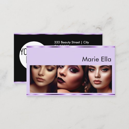 Purple Lilac Product Labels with Logo Photos Glam Business Card