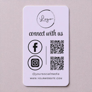 Purple Lilac QR Connect With Us Business Logo  Card