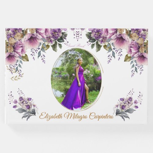 Purple Lilac Quinceaera Guest Book