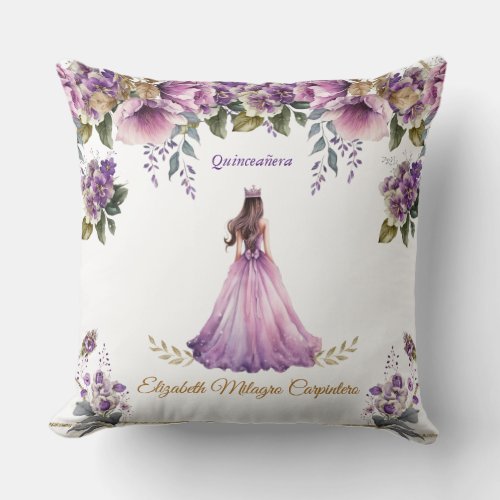 Purple Lilac Quinceaera Pillow