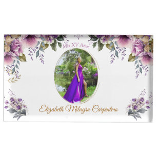 Purple Lilac Quinceañera Table Card Holder