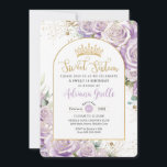 Purple Lilac Roses Floral Gold Sweet 16 Birthday  Invitation<br><div class="desc">Personalize this luxe Sweet 16 Birthday invitation easily and quickly. Simply click the Edit Using Design Tools button to edit the text,  change fonts and fonts colors. Featuring beautiful purple lilac roses floral and elegant gold accents. Matching items available in store. (c) Somerset Fine Paperie.</div>