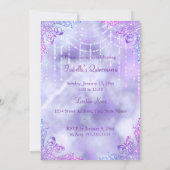 Purple Lilac Silver Pearl Gown Quinceanera Party Invitation (Back)