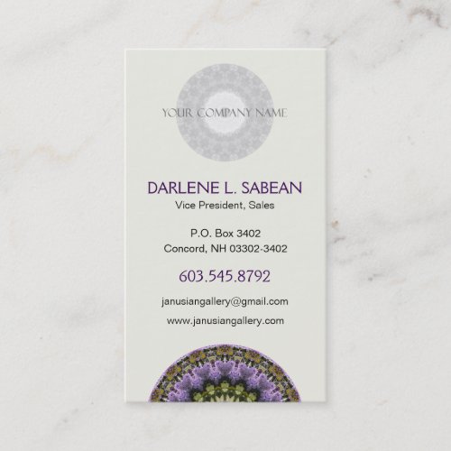 Purple Lilac Spring Floral Mandala Kaleidoscope Business Card