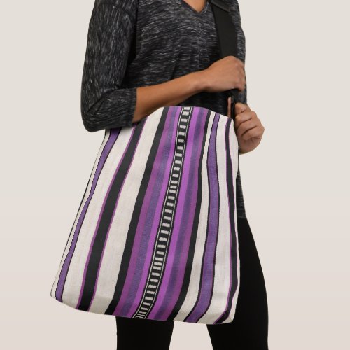 Purple Lilac Stripe Southwest Crossbody Bag