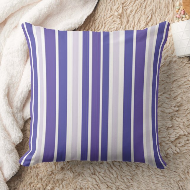 Purple Lilac Stripes Throw Pillow (Blanket)