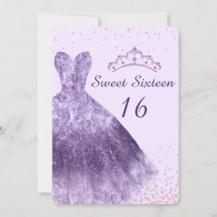 Purple Lilac Sweet 16 Party Dress Gown 16th Invitation