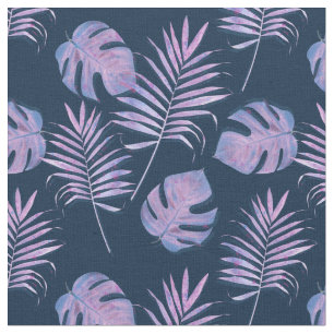 Purple Lilac Tropical Leaves Fabric