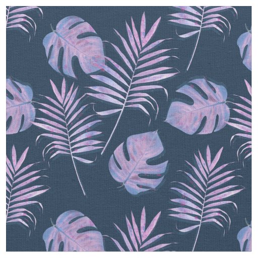 Purple Lilac Tropical Leaves Fabric