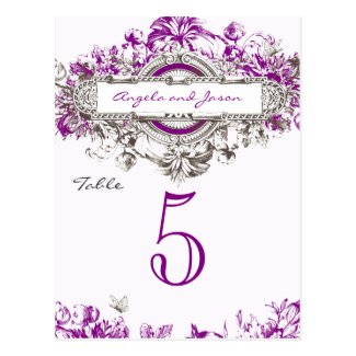 Vintage Lilac Wedding Table Number Cards from MonogramGallery.ca