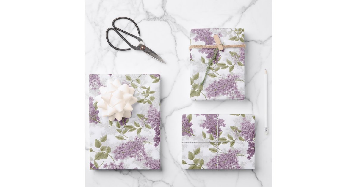 Purple Lilac Watercolor Floral Wrapping Paper Sheets | Zazzle