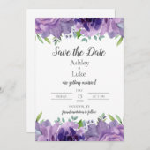 Purple Lilac Watercolor Flower Save The Date (Front/Back)