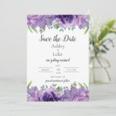 Purple Lilac Watercolor Flower Save The Date (Standing Front)